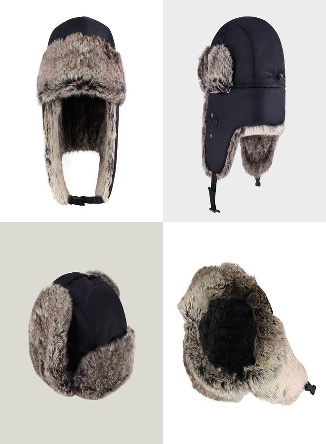 CHOK.LIDS Waterproof Winter Trappers Unisex Premium Strength Ushanka Ear Flap Chin Strap Cold Weather Outdoor (Black) - Image 2